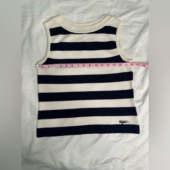 Vintage 90s Y2K St. John Sport by Marie Gray Navy Striped Knit Tank Top Size SP - Picture 7 of 9